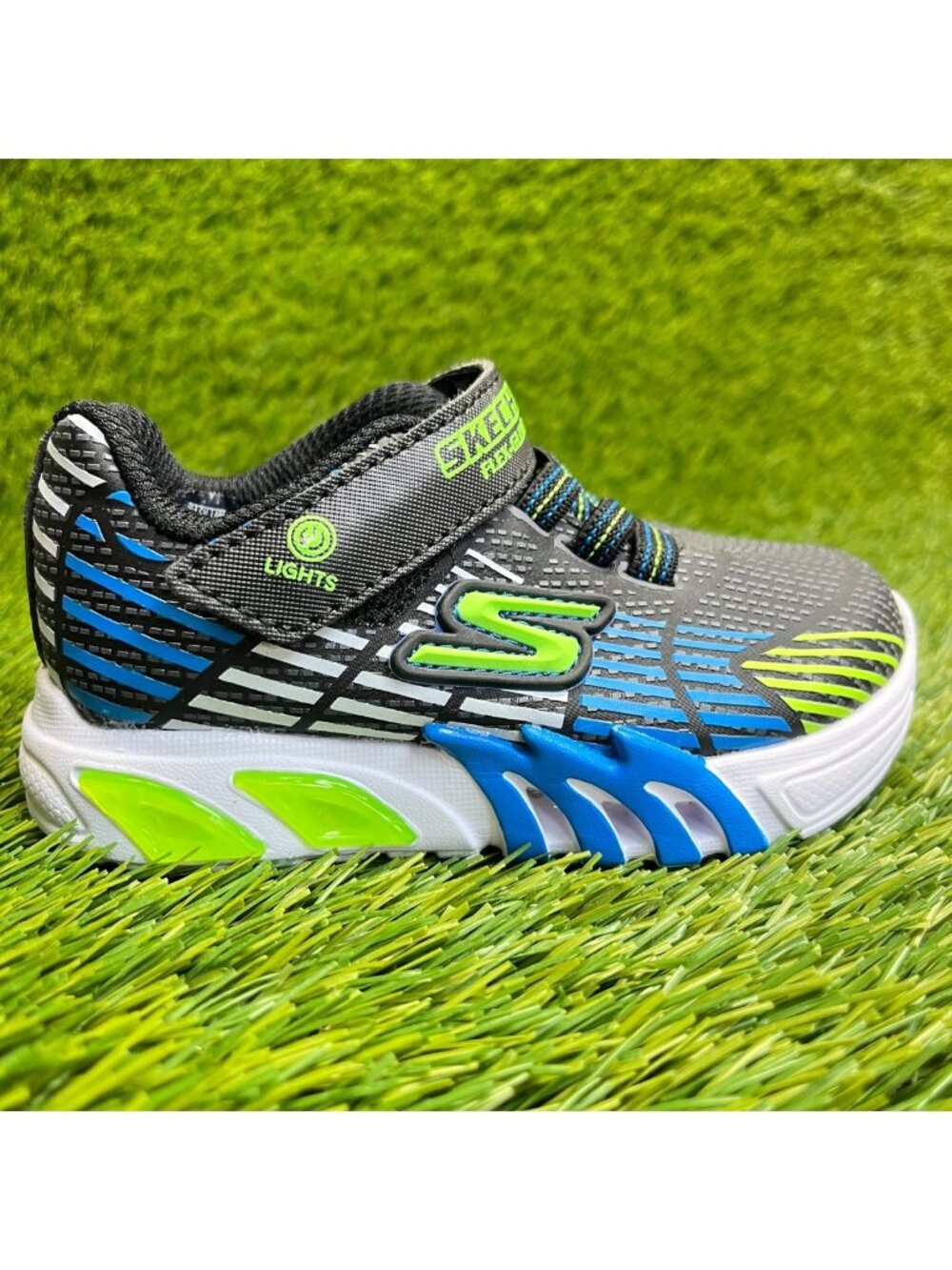 Skechers S Lights Flex-Glow Elite Toddler Size 7C Black‎ Running Shoes Sneakers